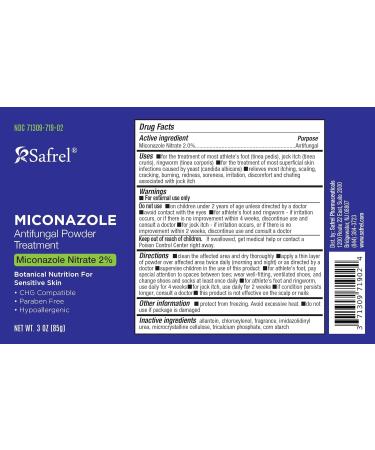 Safrel Antifungal Powder Treatment 2% Miconazole Nitrate Talc Free 3 oz | Best for Athlete s Foot & Fungal Infections Fast International Shipping - Buy Online on GoSupps.com