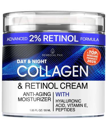 Collagen Face Cream with Retinol & Hyaluronic Acid Anti Aging Moisturizer for Women & Men Firming Day & Night Cream for Wrinkles Hydrating Facial Lotion for All Skin Types
