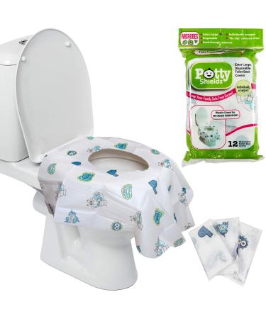 Disposable Toilet Seat Covers for Kids & Adults (12 Pack) - Germ Protect from Public Toilets - Waterproof, Individually-Wrapped, Plastic Lined for No Soak Thru, XL to Cover The Whole Toilet - Unisex