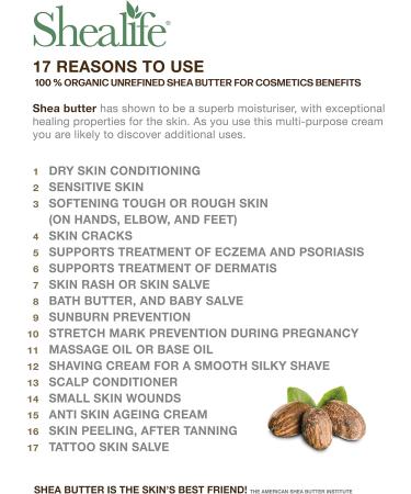 Organic Unrefined Shea Butter - 1 Kg | Moisturizer for Sensitive & Dry Skin | Baby Skin Salve for Eczema & Psoriasis | Shea Life Skincare - Buy Online on GoSupps.com