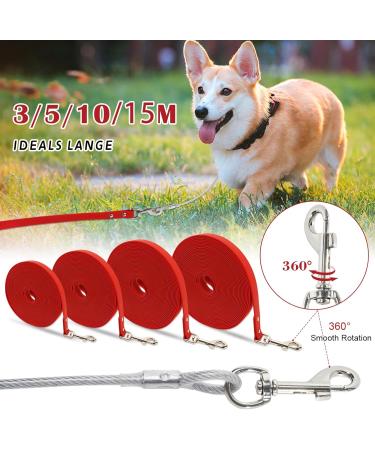Waterproof Drag Line for Dogs | Chew Proof Tie-Out 3-30m | Durable Training Leash for All Sizes - Red 15m - Buy Online on GoSupps.com