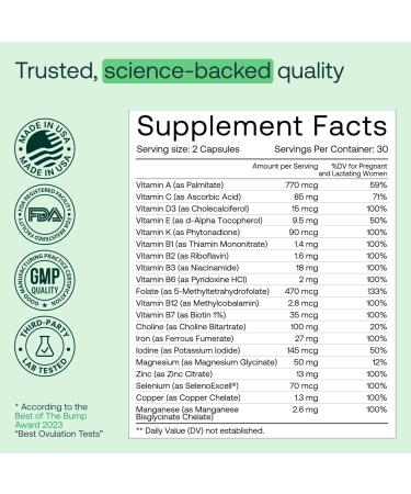 MIRA Prenatal Multi-Vitamins for Women Folate & Choline Supplement for Before During and Post Pregnancy Support Your Pregnancy & Fetal Development 60 Capsules (30 Servings) 1 Pack - Buy Online on GoSupps.com