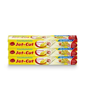Jet-Cut cling film for cutting Consumer 30cm x 120m transparent storage pack of 3 pieces in a set