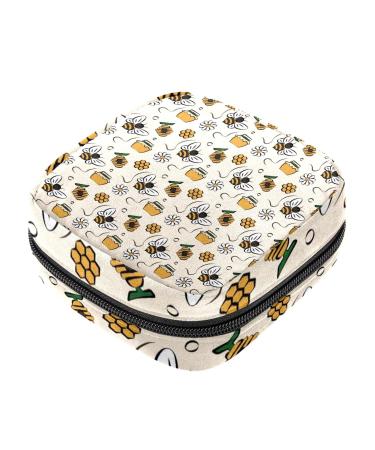 Guantierendiy Bee Honey Flower Sanitary Napkin Storage Bag Large Capacity Menstrual Cup Pouch Girls Travel Portable Small Makeup Sanitary Pads Organizer Color 10