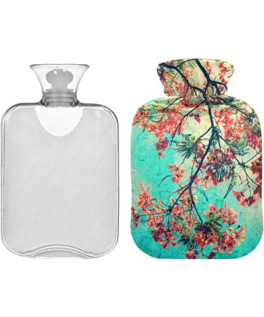 Naanle Orange Peacock Flowers Hot Water Bottle with Lid | 2L Heat Bottle for Back Pain Relief & Cold Therapy - International Shipping Available - Buy Online on GoSupps.com