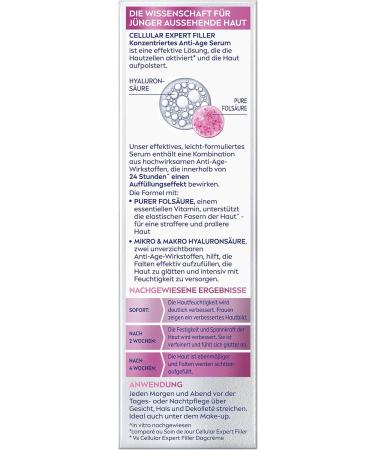 NIVEA Anti-Aging Anti-Wrinkle Serum Concentrate with Hyaluronic Acid and Folic Acid Concentrated Hyaluronic Acid Serum for Younger Skin Cellular Expert Filler (40 ml) - Buy Online on GoSupps.com