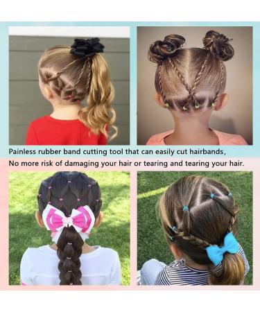 Elastic Hair Tie Cutter for Kids - 2pc Hair Tie Remover Tool with 50pc Clear Rubber Bands - Buy Online on GoSupps.com