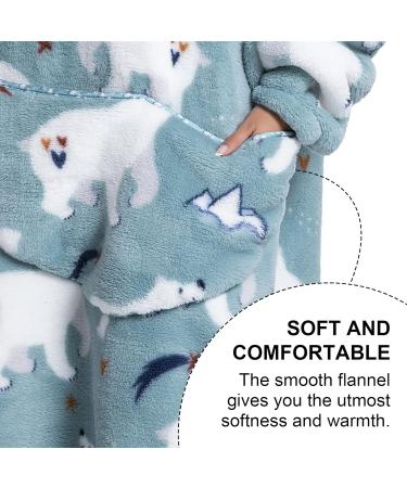 AUUNER Oversized Wearable Blanket Hoodie - Long Flannel Sweatshirt with Giant Pocket | One Size for Women, Men, Teens - Bear-140cm - Buy Online on GoSupps.com