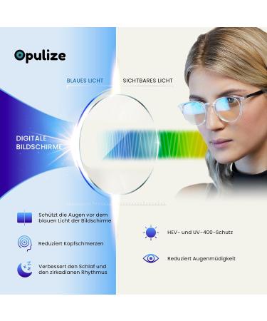 Opulize Rio Blue Light Filter Reading Glasses - Unisex - Flattened Frame - Spring Hinges - B53-1 +1.50 Magnification - Glossy Black - Buy Online on GoSupps.com