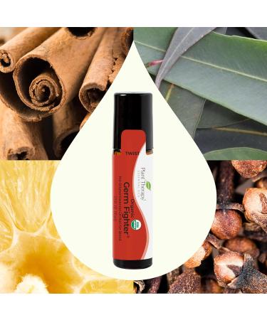 Plant Therapy Organic Germ Fighter Essential Oil Blend - 100% Pure Pre-Diluted Roll-On Therapeutic Aromatherapy 10 mL (1/3 oz) - Shop Internationally - Buy Online on GoSupps.com