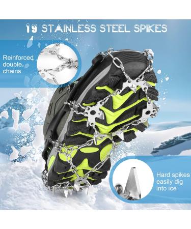 SKSTYLE Crampons: 19-Spikes Ice Cleats for Hiking Boots - Snow Grips for Men, Women, and Kids - Ideal for Hiking, Fishing, Climbing, and Mountaineering - Black (Large) - Buy Online on GoSupps.com