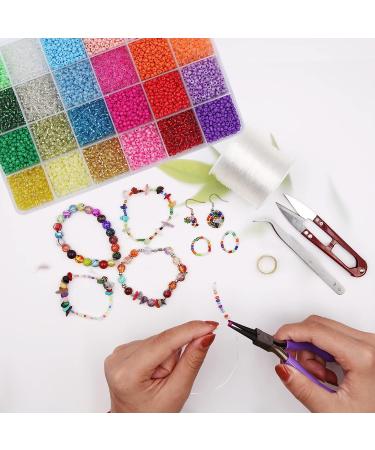 EuTengHao 13200Pcs Glass Seed Beads Kit with Clear String - DIY Bracelet & Necklace Crafting Supplies (3mm, 24 Colors) - Light Color - Buy Online on GoSupps.com