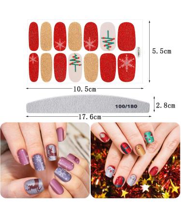 Fantasyon 12 Sheets Christmas Full Nail Wraps DIY Self-Adhesive Nail Polish Stickers with Deer Snowman Xmas Tree Design and Nail File for Girl and Women - Buy Online on GoSupps.com