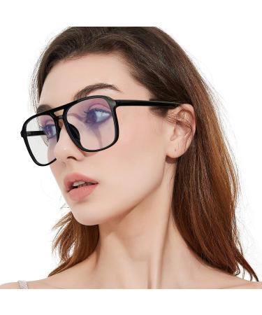 FIMILU Oversized Blue Light Glasses, TR-90 Anti Blue Ray Blocking and UV Computer Reading/Gaming/TV/Phone Glasses for Women A1 Black