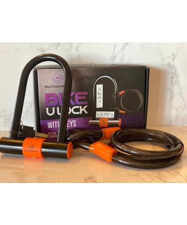 Heavy Duty Bike U Lock with Cable - Anti Theft Bicycle Lock Holder - Buy Online on GoSupps.com