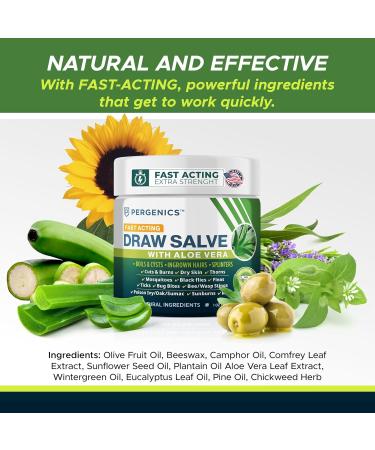 Pergenics Drawing Salve Ointment with Natural Aloe Vera Fast Acting for ingrown Hair Boil & Cyst Splinter Remover Bug and Spider Bites bee Sting Mosquito bite Itch Poison Ivy 1 oz - Buy Online on GoSupps.com