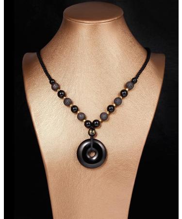 Feng Shui Black Obsidian & Lava Rock Necklaces - Essential Oil Diffuser for Men & Women | Protection Amulets & Power Gemstones - Buy Online on GoSupps.com