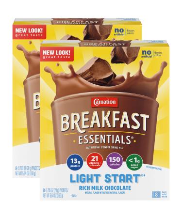 Carnation Breakfast Essentials Light Start Powder Drink Mix Rich Milk Chocolate.705 Oz 8 Ct (Pack of 2) Rich Milk Chocolate 1 Count (Pack of 2) - Buy Online on GoSupps.com