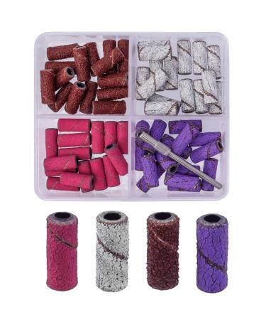 Bestgle Sanding Sleeves Nail Cutter 60 Pieces Coarse Fine Grain Sanding Belts Nail Cutter Attachments Sanding Caps Nail Cutter with Box for Manicure 80# 120# 180# 240# Grain