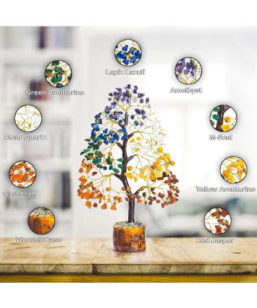 R&P Tree Crystal Seven Chakra Gemstone Feng Shui Figure - 30 cm Bonsai for Wealth Happiness Healing & Balance - Unique Reiki Crystals Decoration & Ornament Gift - Buy Online on GoSupps.com