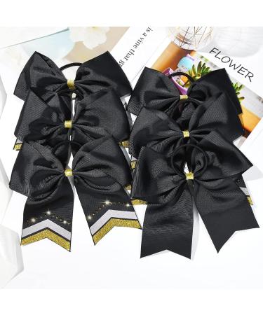 8-Piece Large Glitter Cheer Bows Set for Girls | Rhinestone Sequin Hair Accessories for Teen Cheerleaders and Sports | Black, White, Gold - Buy Online on GoSupps.com
