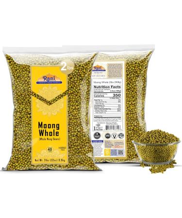 Rani Moong Whole (Ideal for Cooking & Sprouting Whole Mung Beans with Skin) Lentils Indian 32oz (2lbs) 908g All Natural | Gluten Friendly | Non-GMO | Kosher | Vegan | Indian Origin Moong Whole Net Wt. 32oz (2lbs) 908g - Buy Online on GoSupps.com