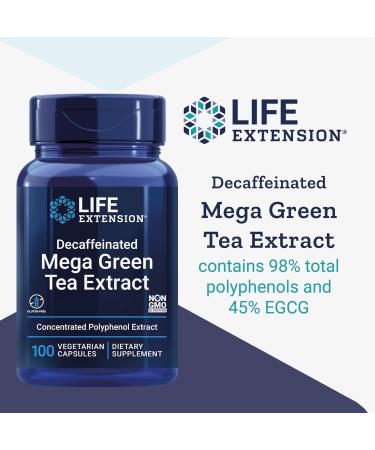 Life Extension Mega Green Tea Extract 725mg Decaffeinated - 100 Vegan Capsules | Lab-Tested, Vegetarian, Gluten-Free, Soy-Free, Non-GMO - Buy Online on GoSupps.com