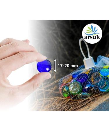 Arsuk Glass Beads - 180 Colorless Pebbles for Garden & Aquarium | Decorative Clear Stones & Mixed Glass Nuggets - Buy Online on GoSupps.com