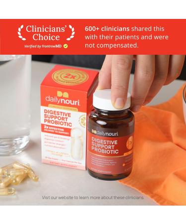 Daily Nouri Digestive Support Probiotic for Women & Men | Bloating Relief Digestive Comfort Gas & Gut Health | 3 Clinically Studied Strains + Vegan Omega Oil | 30-Day Supply 30 Count (Pack of 2) - Buy Online on GoSupps.com