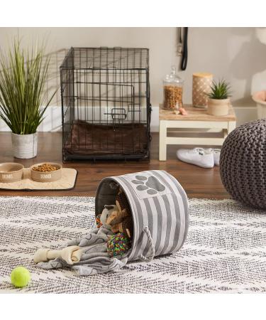 Bone Dry Small Round Gray Striped Paw Patch Pet Storage Bin - Buy Online on GoSupps.com