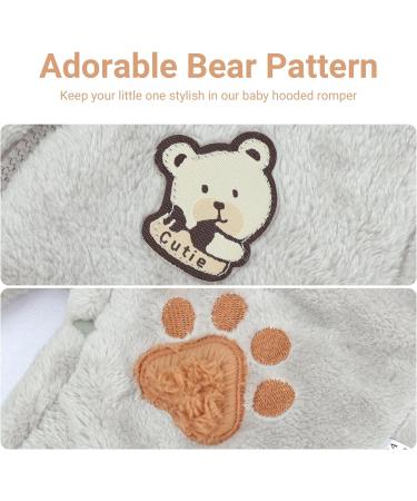 JiAmy Baby Boys Snowsuit & Girls Romper | Hooded Winter Jumpsuit | Bear Cartoon Pajamas Outfit | Gray 6-9 Months - Buy Online on GoSupps.com