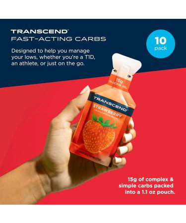Transcend Foods Strawberry Gel - 1.1 oz Pack of 10 | Fast-Acting Carb Gel Caffeine Free & Gluten Free - Buy Online on GoSupps.com