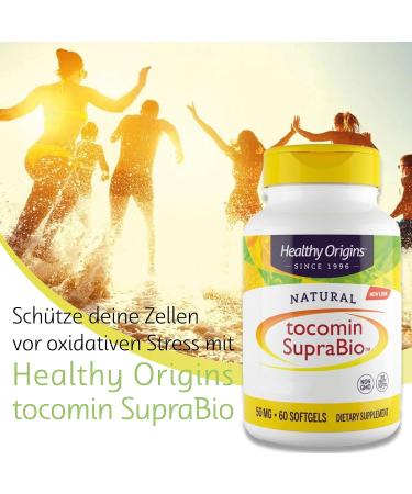 Healthy Origins Natural Tocomin SupraBio 50mg - 60 Softgels Gluten Free Non-GMO Vitamin E Supplement - Buy Online on GoSupps.com