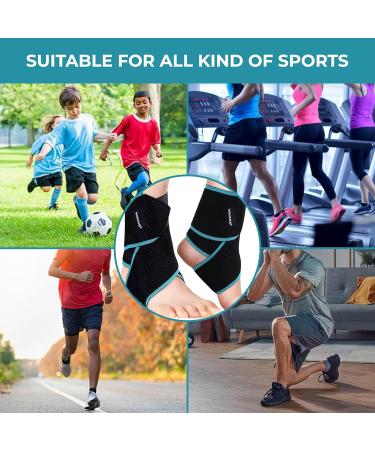 Adjustable Compression Ankle Support Brace for Men & Women - Injury Recovery, Plantar Fasciitis, Achilles Tendonitis - 1PC (Black-Blue) - Buy Online on GoSupps.com