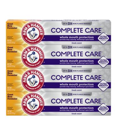Arm & Hammer Complete Care Toothpaste, Fresh Mint Flavor, Whole Mouth Protection, 6.0oz (4-Pack) 4 Pack