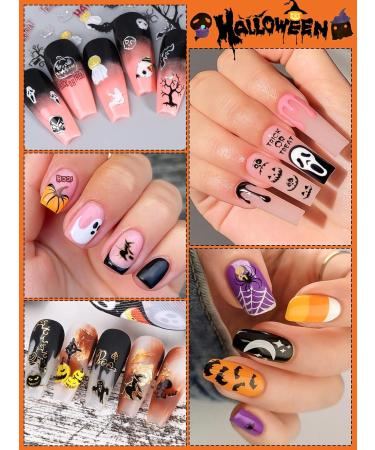 Kalolary 12 Sheets Halloween Self-Adhesive Nail Stickers Halloween 3D Nail Art Stickers Mummy Skeleton Ghost Tombstone Halloween Pattern Nail Art Design Decoration Accessories (B) - Buy Online on GoSupps.com
