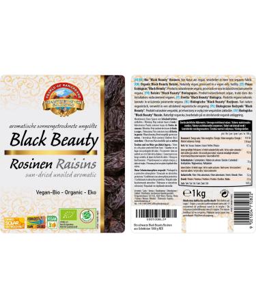 Organic Raisins "Black Beauty" 1kg Raw Sun-Dried Unsweetened and Unsulphured Black Raisins - Buy Online on GoSupps.com