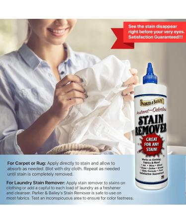 Buy Parker & Bailey Liquid Stain Remover - Instant Stain Removal for Clothes Carpets & Upholstery | 8oz Detergent Booster - Odor Free Safe for Ink Grease Blood & More - Buy Online on GoSupps.com