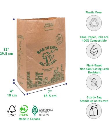 Bag to Earth -6C- Kitchen Food Waste Bag - Compostable Bag - Leak Resistant Cellulose Liner - Plastic Free - Small - 6 Bags - Buy Online on GoSupps.com