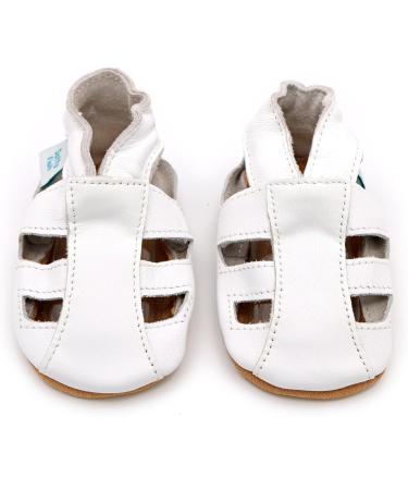 Dotty Fish Soft Leather Baby Shoes | Toddler Sandals, Non-slip Suede Soles | White, 0-6 Months to 3-4 Years - Buy Online on GoSupps.com