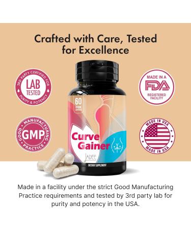 Curve Gainer for Women Natural Weight Gainer for Women with Aguaje Pueraria Mirifica & Dong Quai | Weight Gain Pills & Butt Enhancer for Big Butt & Hips | Booty Builder & Butt Growth Herbal Formula - Buy Online on GoSupps.com
