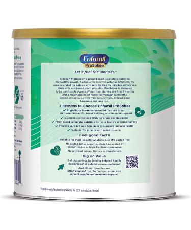 Enfamil ProSobee Soy-Based Infant Formula | Lactose-Free, Milk-Free, DHA | Plant-Sourced Protein Powder | 20.9 Oz (Pack of 4) - Buy Online on GoSupps.com