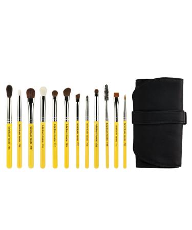 Bdellium Tools Professional Makeup Brush Travel Series - Eyes 12pc. Brush Set with Roll-Up Pouch
