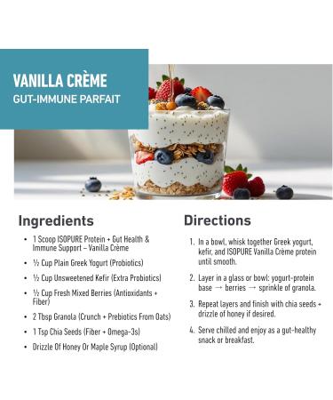 Isopure Protein + Gut Health & Immune Support Powder Vanilla Cr me 25g Whey Protein with Prebiotics & Vitamins 12 Servings (Pack of 1) Vanilla Cr me 12 Servings (Pack of 1) - Buy Online on GoSupps.com