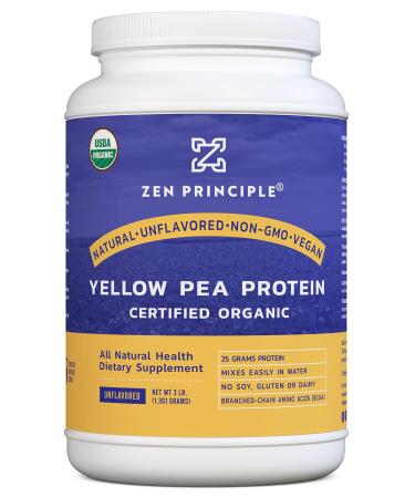Ultra Premium Organic Pea Protein Powder. USDA Certified ONLY from USA and Canada Grown Peas. No GMO, Soy or Gluten. Vegan. Full Spectrum Amino Acids (BCAA). More Protein Than Whey. 3 LB. 3 Pound (Pack of 1)