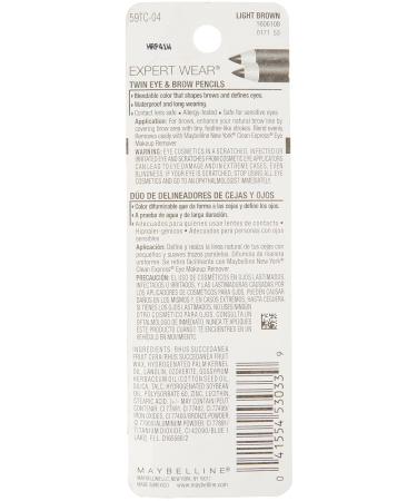 Maybelline Expert Eyes Twin Brow and Eye Pencils Light Brown 104 - 0.06 oz (Pack of 2) - Buy Online on GoSupps.com