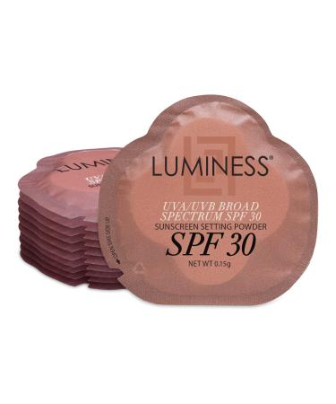 LUMINESS Sunscreen Setting Powder Packets, SPF 30, 18 Pack - UVA/UVB Broad Spectrum Protection - Non-Greasy & Non-Irritating for All Skin Types - Travel-Friendly Single-Use & Portable Packets