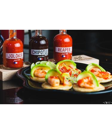 Hellicious Chilli Pur e Set - 6 x 50 ml Bottles - French Sauces - to discover the different chilli peppers and their flavors - Buy Online on GoSupps.com