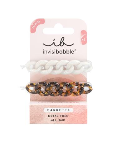 Invisibobble Barrette 2x hair clip non -slip hair clip brown & white stylish hair clip women designed in the heart of Munich Too Glame to Give a Damn