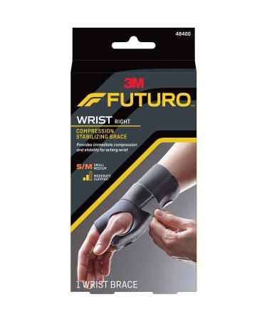 FUTURO 48400EN Energizing Wrist Support S/M Fits Right Wrists 5 1/2"- 6 3/4" Black